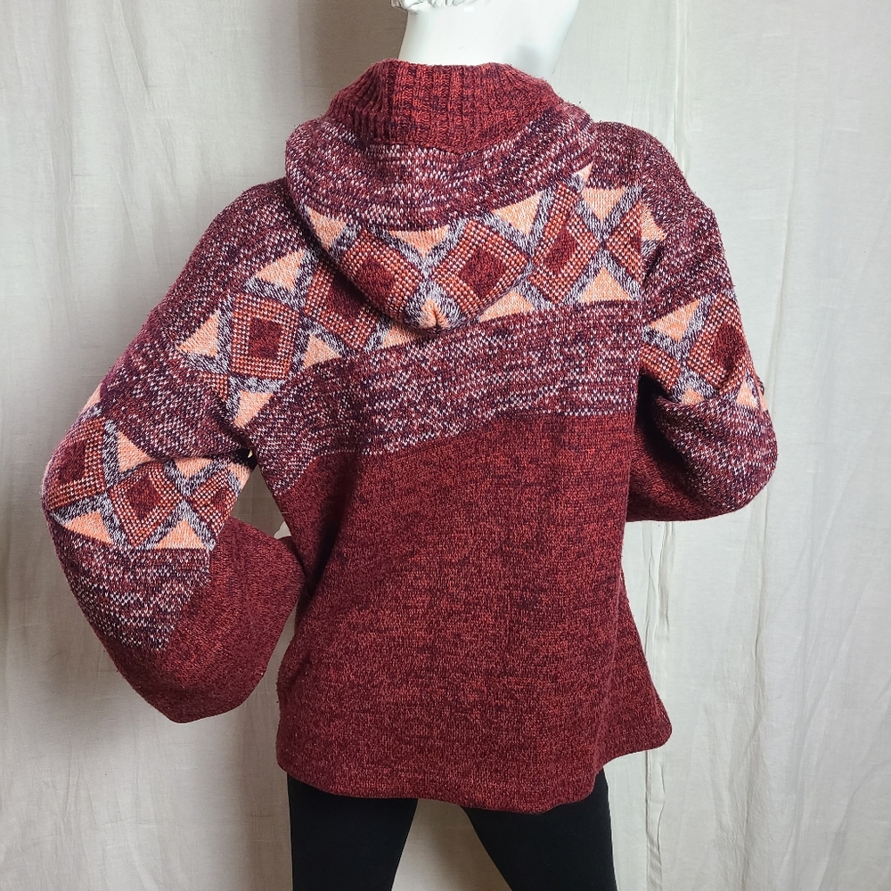 Vintage Eaton Women's L Jacket Acrylic Nordic Geometric Alpine Long Sleeves - Picture 6 of 13